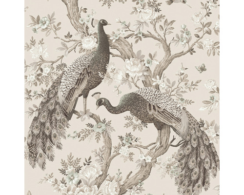 Vliestapete 113399 Laura Ashley Belvedere Pfau Pink Tapete mit Pfauen- und Blumenmuster