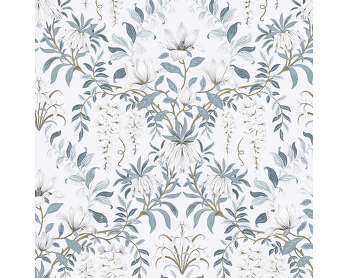 Vliestapete 113405 Laura Ashley Parterre Weiss Blumenmuster Tapete mit Magnolienblüten und Glyzinien