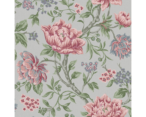 Vliestapete 113408 Laura Ashley Tapestry Greige Rosa Tapete mit floralem Muster und Rosenmotiven