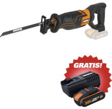Worx Akku-Säbelsäge mit Sägeblatt für Holz inklusive kostenlosem 20 Volt Power Share Akku und Ladegerät.