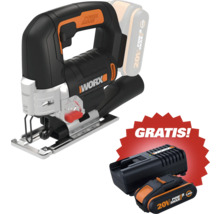 Worx Akku Stichsäge 20 Volt mit gratis 2,0 Amperestunden Akku und Ladegerät.