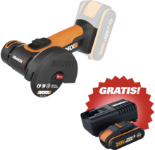 Worx Akku-Winkelschleifer mit gratis 20 Volt Power Share Akku und Ladegerät.