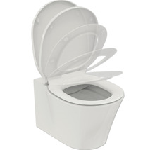 Wand-Tiefspülklosett mit geöffnetem Toilettendeckel