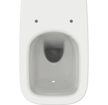 Draufsicht auf eine weiße, wandhängende Toilette