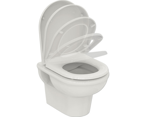 Wand-WC Set Ideal Standard Exacto Tiefspüler ohne Spülrand weiß mit WC-Sitz R002601