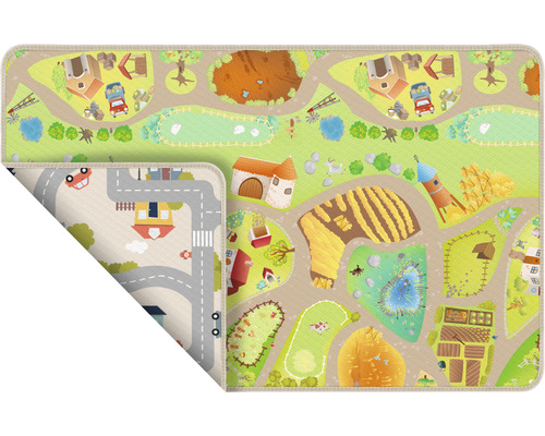 Spielteppich mit Straßen und Bauernhofmotiven