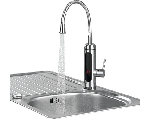 Spültischarmatur aus Edelstahl mit Wasserauslauf