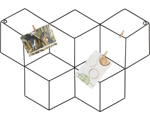 Dekorative Wandtafel mit geometrischem Design und Fotos