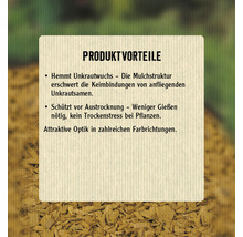 Produktvorteile: Hemmt Unkrautwuchs, schützt vor Austrocknung, attraktive Optik in zahlreichen Farbrichtungen.