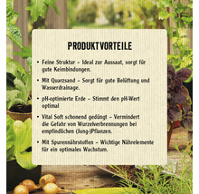 Produktvorteile: Feine Struktur, Quarzsand, pH-optimierte Erde, Vital Soft, Spurennährstoffe.