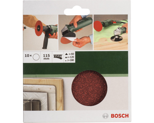 Bosch Schleifscheiben Set, 115 mm Durchmesser, 10 Stück