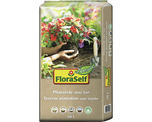 FloraSelf Pflanzerde ohne Torf, 50 Liter Sack