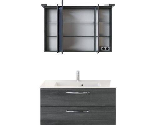 Badezimmermöbel-Set mit Waschbeckenunterschrank, Waschbecken und Spiegelschrank