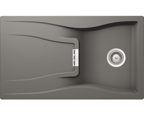 Spüle Schock Waterfall D-100 Unterbau 500x860 mm mit Comfopush in Chrom silverstone Spüle aus Stein mit Abtropffläche und Siebkorbventil