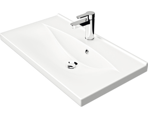 Möbelwaschtisch Pelipal xpressline 3263 77x43 cm Mineralguss weiß Waschtisch mit Armatur für das Badezimmer