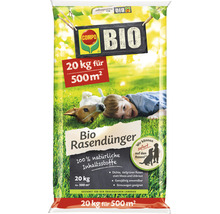 Verpackung Bio Rasendünger von Compo, 20 Kilogramm für 500 Quadratmeter
