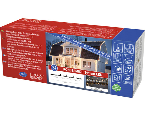 Konstsmide System LED Lichterkette zur Außennutzung, 24 LED, mit kaltresistentes Kabel