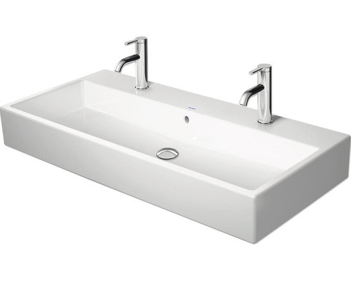 Doppelwaschtisch Duravit Vero Air 100x47 cm weiß glänzend ohne Beschichtung Aufsatzwaschtisch aus Sanitärkeramik mit zwei Armaturen