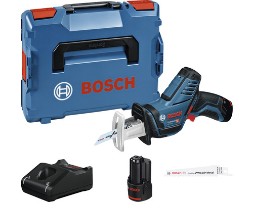 Akku-Säbelsäge Bosch Professional GSA 12V-14, inkl. 2 Akkus (3 Ah) und Ladegerät Bosch Akku-Säbelsäge mit Koffer, Akku, Ladegerät und Sägeblatt