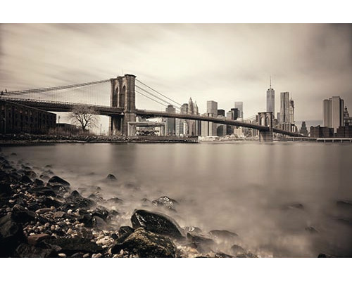 Infrarot Bildheizung Heat4All Motive 72090610 100x80 cm 780 Watt Schwarzweißaufnahme der Brooklyn Bridge und der Skyline von New York City