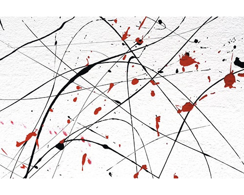 Infrarot Bildheizung Heat4All Motive 15532629 60x60 cm 350 Watt Nahaufnahme von Farbspritzern in Schwarz und Rot auf einem Untergrund