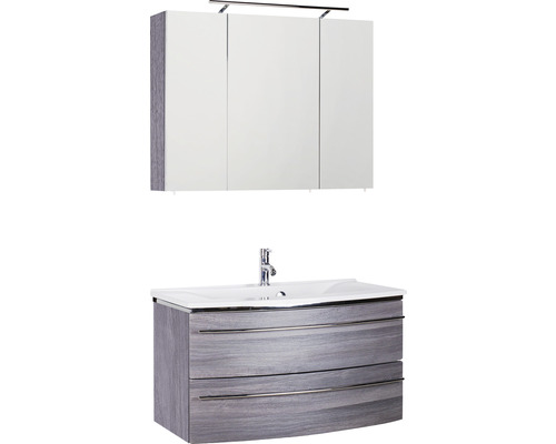 Waschbeckenunterschrank und Spiegelschrank mit drei Türen