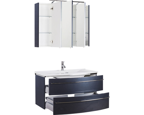 Badezimmermöbel-Set mit Waschtischunterschrank, Waschbecken und Spiegelschrank