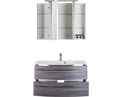Badezimmermöbel-Set mit Waschtischunterschrank, Waschbecken und Spiegelschrank