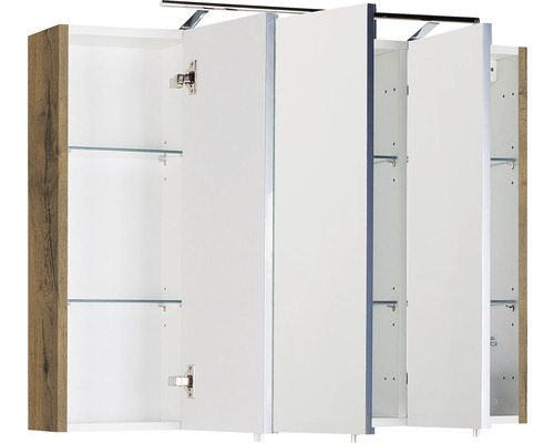 Offener Spiegelschrank mit Glasböden