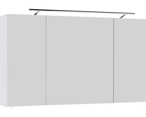 Weißer dreitüriger Badezimmerschrank mit Beleuchtung