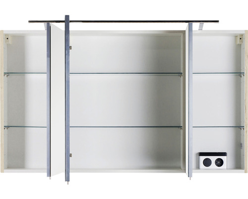 Offener Spiegelschrank mit Glasböden