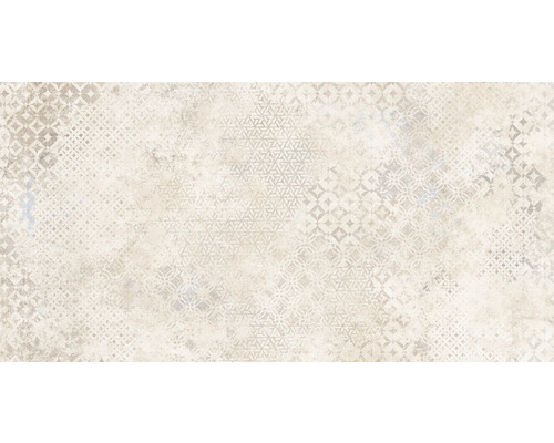 Feinsteinzeug Bodenfliese Alpha Beat Sand 60x120 cm beige matt rektifiziert Dekorative Fliese mit geometrischen Mustern für Wand- und Bodenbereich