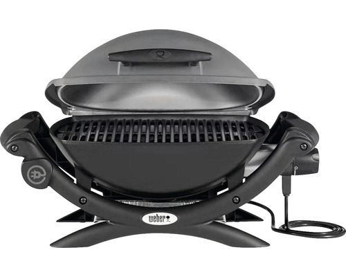 Elektrogrill mit geöffnetem Deckel und Grillrost