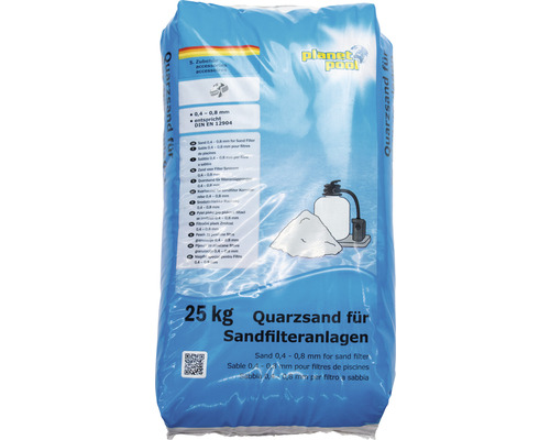 Sack Quarzsand für Sandfilteranlagen, 25 Kilogramm, Körnung 0,4 bis 0,8 Millimeter