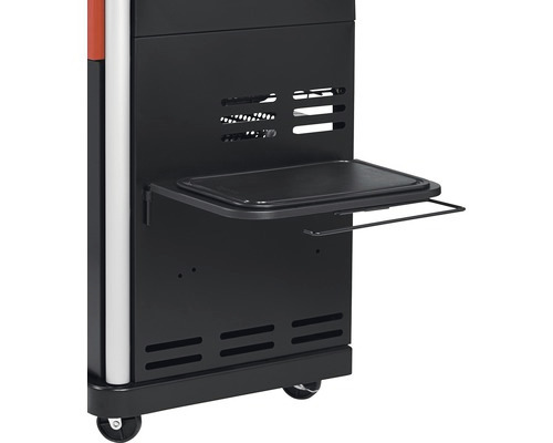 Detailansicht eines Werkstattwagens mit Ablage und Rollen