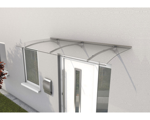 Vordach aus transparentem Material über einer Haustür