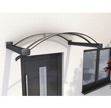 Türvordach mit Aluminiumrahmen und transparenter Abdeckung über einer Haustür