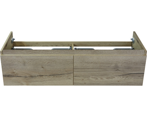 Waschbeckenunterschrank Sanox Frozen 40x140x45 cm ohne Waschbecken eiche natur Waschtischunterschrank mit zwei Schubladen