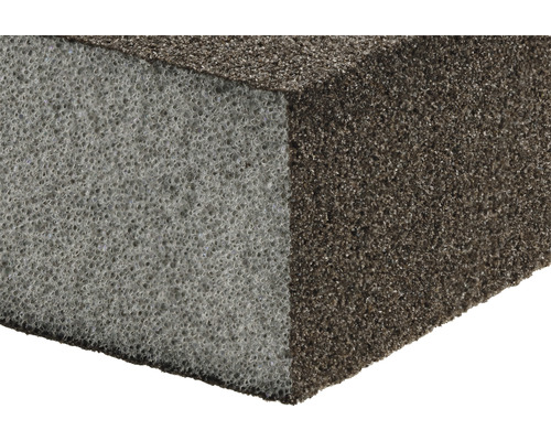 Nahaufnahme eines Schleifklotzes mit zwei verschiedenen Schleifflächen