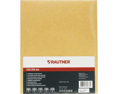 Schleifpapier Set Aluminiumoxyd, Körnung 60, 80, 120, 180 und 240