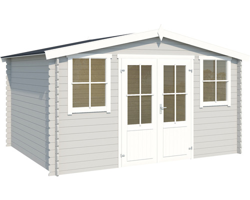 Holzgartenhaus mit Doppeltür und zwei Fenstern
