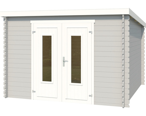 Holzgartenhaus mit Doppeltür und Fenstern