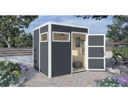 Gartenhaus Cubo 2 mit Fußboden 226x240 cm anthrazit Gartenhaus Cubo 2 mit Fußboden 226x240 cm anthrazit