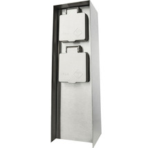 Doppelsteckdose aus Metall für den Außenbereich mit Schutzart IP44