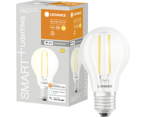 LED Lampe Ledvance A60 E27 / 5,5 W ( 60 W ) klar 806 lm 2700 K Smart WiFi klar