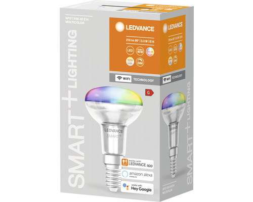 Verpackung einer LEDVANCE Smart+ Multicolor E14 LED Lampe