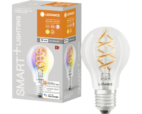 LED-Lampe Ledvance SMART A60 E27 / 4,5 W ( 30 W ) klar rgbw 1 Stück