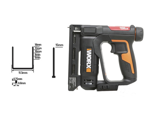 Worx Nageltacker mit Klammern und Nägeln Abmessungen