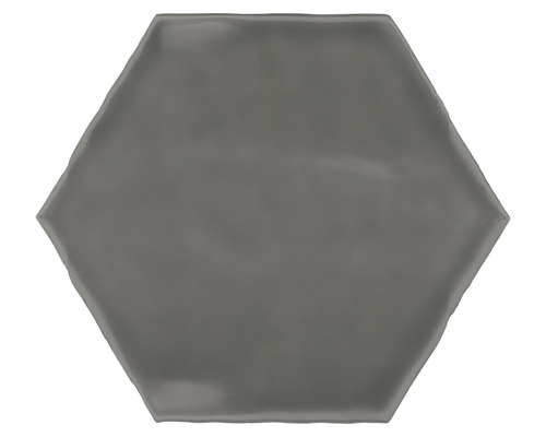 Steingut Wandfliese Artisan Hexagon 15x17,5 cm anthrazit glänzend Sechseckige Fliese