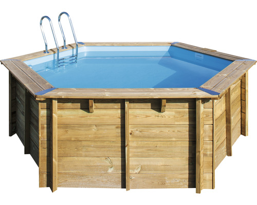 Aufstellpool Holzpool-Set Gre rund Ø 400x119 cm inkl. Sandfilteranlage, Skimmer, Leiter, Filtersand & Bodenschutzvlies Holz